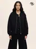 Jaqueta de Voo Yongfang Estilo Americano com Gola Alta para Homens e Mulheres, Casual Solta Reversível com Zíper Vibe Workwear Jaqueta de Baseball