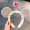 Diadema de felpa de oso fresa de celebridad de internet para mujer, estilo coreano ins, diadema de oso, nuevo estilo, para lavarse la cara, diadema peluda linda, horquilla