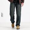 Ceecuz Estilo Americano Retro Azul Lavado Costura Jeans Reta Masculino Primavera e Outono Novo Solto Casual Calças Nostálgicas
