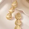 1 Par de Pendientes para Mujer de Diseño de Nicho con Borlas Largas de Concha Europeos y Americanos, de Alta Gama, Simples, a la Moda, Versátiles
