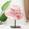 Novo chapéu feminino para meia-idade e idosos, chapéu de sol de organza floral com aba larga, dobrável, bloqueador solar, proteção solar, chapéu de sol bucket para mãe