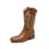 Ropa de Viaje para Pastizales de Xinjiang Sichuan Botas para Mujer 2025 Nuevas Versátiles Botas Vaqueras Western Botas de Jinete Retro