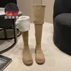 Botas largas plegables de doble uso para mujer, nuevas botas largas Maillard de suela gruesa para primavera y otoño 2026, botas de montar de tubo alto retro con forro de vellón