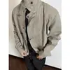 Chaqueta de Solapa con Botón de Avión Desgastado para Hombre y Mujer en Primavera y Otoño Estilo Retro Americano Vintage Chaqueta de Trabajo Corta