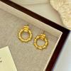 Pendientes Redondos Retorcidos de Aleación Irregulares de Estilo Retro Europeo y Americano Elegantes Simples Versátiles Pendientes de Nicho para Mujer