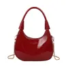 Primavera 2025 Nuevo Popular Angora Borgoña Charol Bolso de Mano de Gama Alta Textura Bolso de Mujer Forma de U Bolso Dumpling