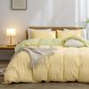 Suministro Transfronterizo Juego Simple de Cuatro Piezas Lijado Color Sólido Hogar Cama Doble Funda Nórdica Sábana Funda Nórdica Ropa de Cama Comercio Exterior