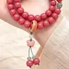 Venta directa de fábrica de pulseras de semilla de bodhi de jade rosa de doble vuelta, cuentas de raíz de bodhi Primavera de las Cuatro Estaciones de color melocotón para meditación y colección, venta al por mayor
