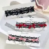 Collar con Colgante de Corazón con Borde de Encaje para Mujer, Gargantilla de Moda Negra de Nicho, Cadena Personalizada Simple para Clavícula, Estilo Oscuro