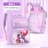 Mochilas Escolares Transfronteiriças para Alunos do Ensino Fundamental Anos 1-6, Mochilas Redutoras de Peso e Protetoras da Coluna, Mochilas com Concha Transparente de Camada Dupla Desenho Animado