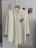 Camisa de Manga Larga con Puños a Cuadros Patchwork KEKEZOON Diseño de Otoño Holgada Casual Cuello de Solapa Superior 8410