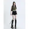 Shorts de mezclilla negros de tiro alto para mujer de verano, nuevo modelo 2026, shorts calientes ajustados de línea A para chicas a la moda, talla petite