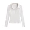 Pure quer outono 2024 novo estilo de menina quente sexy manga longa camiseta feminina gola polo five claw ...