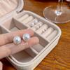 Pendientes de Botón de Perla Redonda Exquisitos de Plata 925 con Cierre de Aguja Estilo Coreano Temperamento Sencillo Versátiles para el Trabajo al por Mayor
