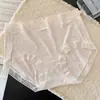 7338 Color Té con Leche de Principios de Otoño Canalé Francés Sencillo Encaje Ancho Cintura Media-Alta Calzones para Mujer con Refuerzo de Algodón Puro 10A