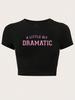 Diseño Europeo y Americano 2025 Sexy Estampado de Letras Cuello Redondo Manga Corta Camiseta Ajustada a la Moda Adelgazante Spice Girls Top Corto