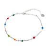 Plata de Ley s925 IU Mismo Estilo Arcoíris Color Frijol Cuenta Redonda Pulsera Verano Estilo Coreano Novia Cadena de Costura Nicho de Lujo Ligero
