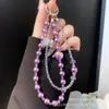 Más Fácil para Combinar Lanyard para Teléfono Móvil Crystal Cadena de Muñeca Lazo de Perlas Hecho a Mano Joyería de Circonita Corazón Perla Gama Alta