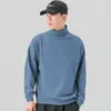 Suéter de cuello alto para hombre, prenda interior, otoño e invierno, nuevo, simple, de manga larga, top holgado, casual, color liso, suéter grueso