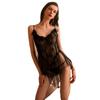 Yurui - Pijama de encaje con tirantes para mujer, lencería sexy, perspectiva de malla, tentación, pasión, traje sexy