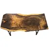 Mesa de Secado de Madera Maciza con Borde Natural de Nogal Sudamericano Personalizada Mesa de Recepción de Oficina Mesa de Cocina de Inducción