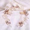 Accesorios para el cabello de novia europeos y americanos hechos a mano, peine de flores retorcidas doradas, adorno para el cabello, peine lateral para el cabello, peine de boda de súper hadas, banda para el cabello