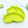 Plato de Cena de Silicona Nuevo Producto Transfronterizo Ardilla Ciervo Sika Vajilla Infantil Cuadrado Engrosado Tres Compartimentos Plato de Cena Infantil de Silicona