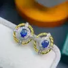 Aretes de Zafiro Natural de Sri Lanka Plata 925 Incrustados Color Natural Aretes Tesoro Luz de Lujo Noble Estilo Caliente en Vivo