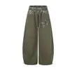Pantalones de chándal Magic Bear estilo americano retro ligero con cintura de camuflaje y diseño de empalme, pantalones casuales de pierna recta ancha