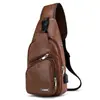 Bolso cruzado casual de moda explosivo con carga USB, bolso de pecho para hombre de PU, bolso de mensajero de negocios