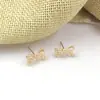 Accesorios para Aretes DIY Nuevo Lazo de Encaje Aretes de Doble Agujero Pins para Oreja Cobre Chapado en Oro Conservante de Color Aretes