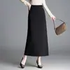 Saia Feminina da Moda com Cintura Elástica, Nova Saia Bodycon de Comprimento Médio com Fenda nas Costas Outono/Inverno 2026, Saia Reta de Cintura Alta, Tendência