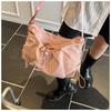 Bolsa de Pano Estilo Coreano Estilo Preguiçoso Feminina Grande Capacidade Leve Combina com Tudo Bolsa Tote Casual Simples Cor Sólida Ombro Transversal