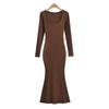 Vestido de mujer de moda YPFF, famoso en internet europeo y americano, Pure Desire, sexy, cuello cuadrado, ajustado, cintura alta, manga larga, vestido cruzado hasta la cadera.