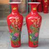 Jarrón de piso de Jingdezhen Peonía Roja botella de piso Guanyin festivo rojo chino regalo decoración
