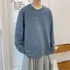 Jingtao marca de moda estudiantil camiseta de manga larga para hombre otoño estilo Hong Kong holgada versátil color liso simple casual cuello redondo camiseta interior