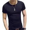Camiseta Lisa de Color Barato Manga Corta para Hombre Manga Media Lisa Simple Camiseta Base Camiseta para Fitness Culturismo Top Camiseta Cuello Redondo