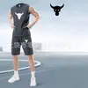 Conjunto de Duas Peças Masculino para Corrida de Secagem Rápida, Regata Sem Mangas, Roupa para Treinamento Físico, Camisa de Basquete, Regata de Verão com Shorts, Em Estoque