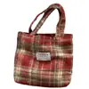 Bolso de Cuadros de Gran Capacidad para Viajes Diarios Nuevo Otoño e Invierno 2026 Bolso de Hombro de Lana a Cuadros Bolso Tote Versátil de Alta Gama