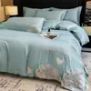 Juego de cuatro piezas de algodón de fibra larga de 80 hilos, suave como la seda para dormir sin ropa, ropa de cama 100% algodón, lujo ligero y estilo minimalista