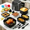Set de Moldes de Silicona para Freidora de Aire Multifuncional Antiadherente Bandeja para Hornear Accesorios Cuadrados para Hornear del Hogar