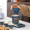 Juego de Té de Viaje Portátil para Acampar al Aire Libre, Equipo para Preparar y Beber Té con Taza de Preparación Rápida, Una Tetera y Tres Tazas
