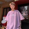 Camiseta de Manga Corta de Algodón Americano con Estampado de Letras Pesadas para Hombre Verano 2025 Nueva Moda Marca Ins