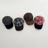 Gorra de béisbol de lana para niños, nuevo sombrero cortavientos y cálido de otoño, gorra de cuadros retro con bloques de color para niños, transfronterizo