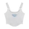 Camisola Pequena Bordada com Letras Europeias e Americanas Algodão Feminino Spice Girl Wear Ajustada Curta Malha Roupa Íntima Térmica Top