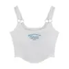 Nueva Camisola Pequeña Bordada con Letra para Mujer Interior de Algodón Chica Sexy Chica Picante Ropa de Abrigo Ajustada Superior