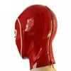 Capucha Roja de Látex Máscara Sexy Cremallera en Catsuit de Látex Cosplay Fiesta Gay Fetichismo