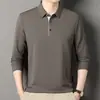 Nueva Camisa Polo de Color Sólido de Manga Larga Estilo Comercio Exterior para Hombre, Ropa Casual de Moda para Hombres de Mediana Edad, Top para Papá para Otoño