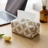 Caja de pañuelos de tela de cuatro hojas estilo Ins retro para mesa de centro de sala de estar en casa, caja de pañuelos extraíble de jacquard, caja de pañuelos para decoración de coche