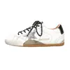 Sapatos Femininos de Couro Genuíno com Solas Grossas e Aumento Interno Sapatos de Treinamento Moral para Mulheres, Tênis Esportivos Casuais, Sapatos Brancos Forrest Gump, Sapatos Sujos de Estrela